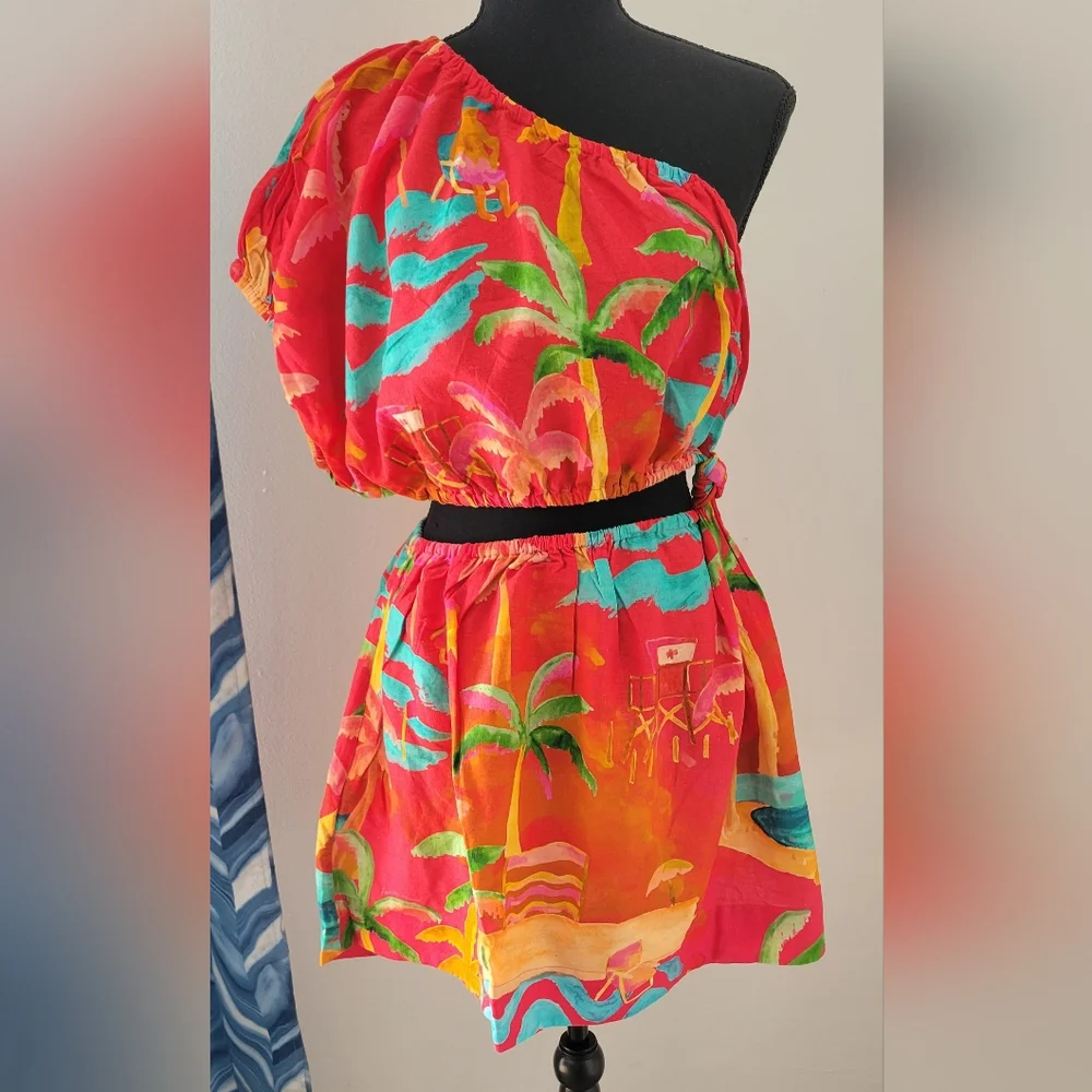 FARM Rio Red Tropical One-Shoulder Mini Dress - Picture 11 of 12